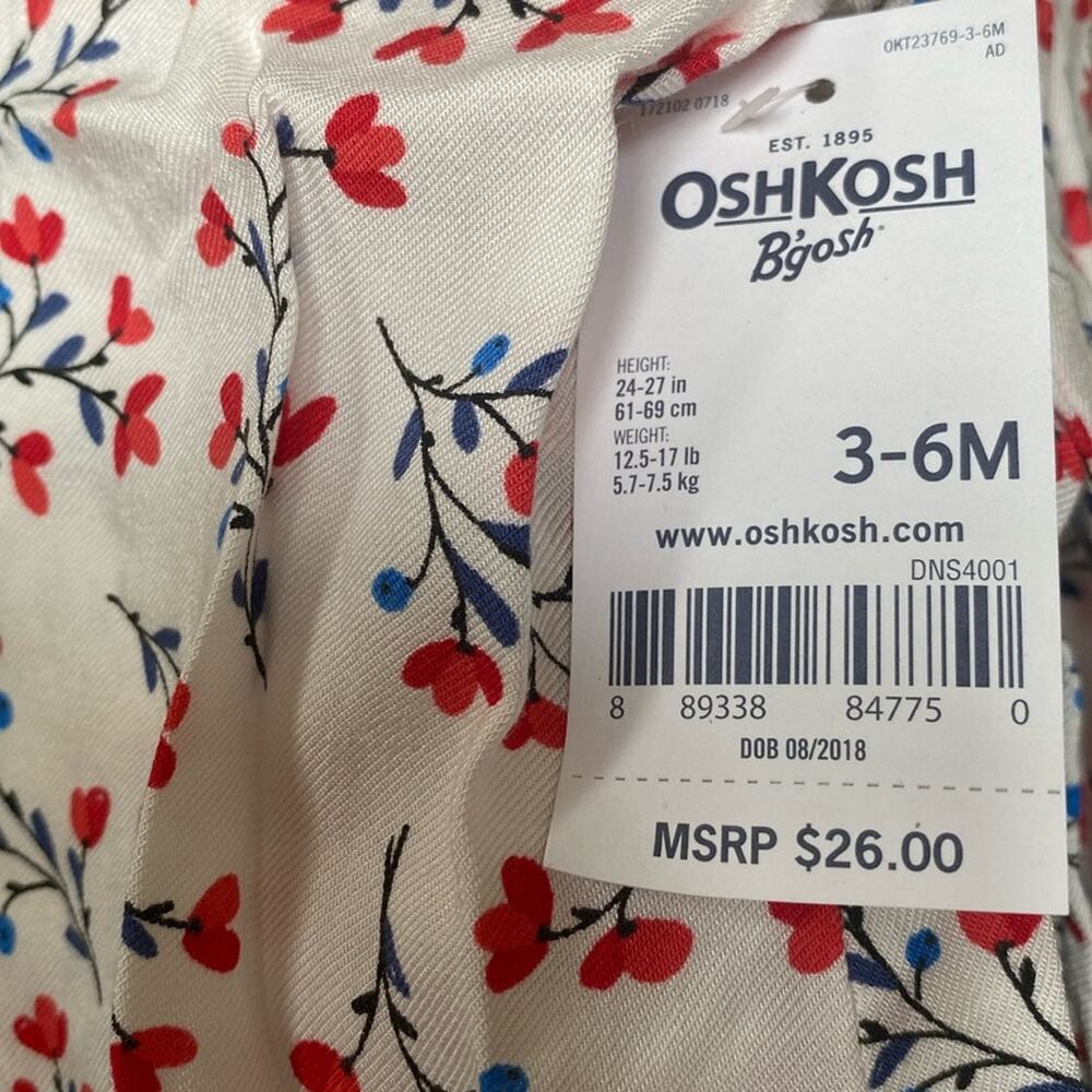 Oshkosh Bgosh heart floral ruffle button back - Picture 3 of 7